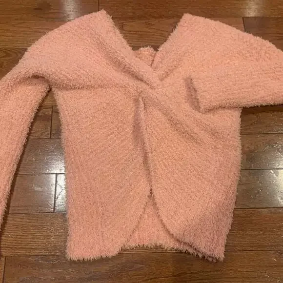 Hippie Rose Blush Pink Fuzzy‎ Knit Sweater Soft Girl Core Cozy Y2K Size M - Picture 3 of 4